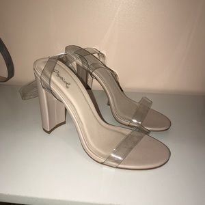 NWT nude/clear heels